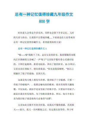 总有一种记忆值得珍藏九年级作文800字.doc