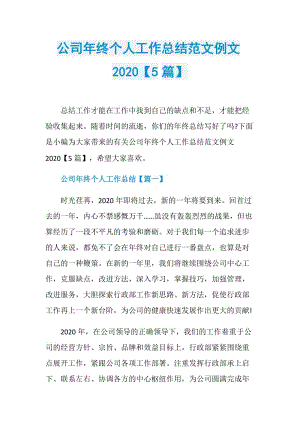 公司年终个人工作总结范文例文2020【5篇】.doc