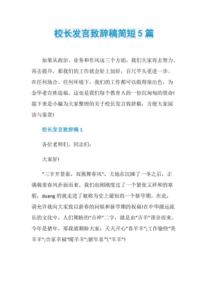 校长发言致辞稿简短5篇.doc