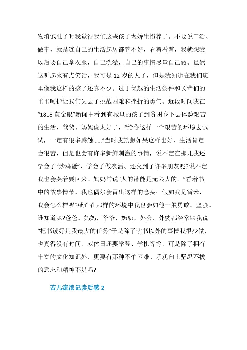 2020苦儿流浪记读后感范文.doc_第2页