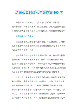 点亮心灵的灯七年级作文800字.doc