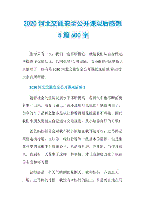 2020河北交通安全公开课观后感想5篇600字.doc