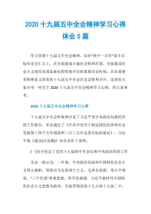 2020十九届五中全会精神学习心得体会5篇.doc