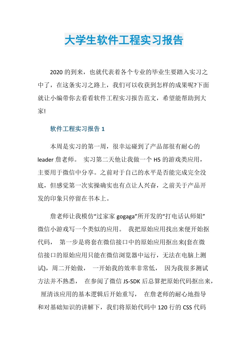 大学生软件工程实习报告.doc_第1页