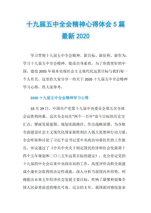 十九届五中全会精神心得体会5篇最新2020.doc