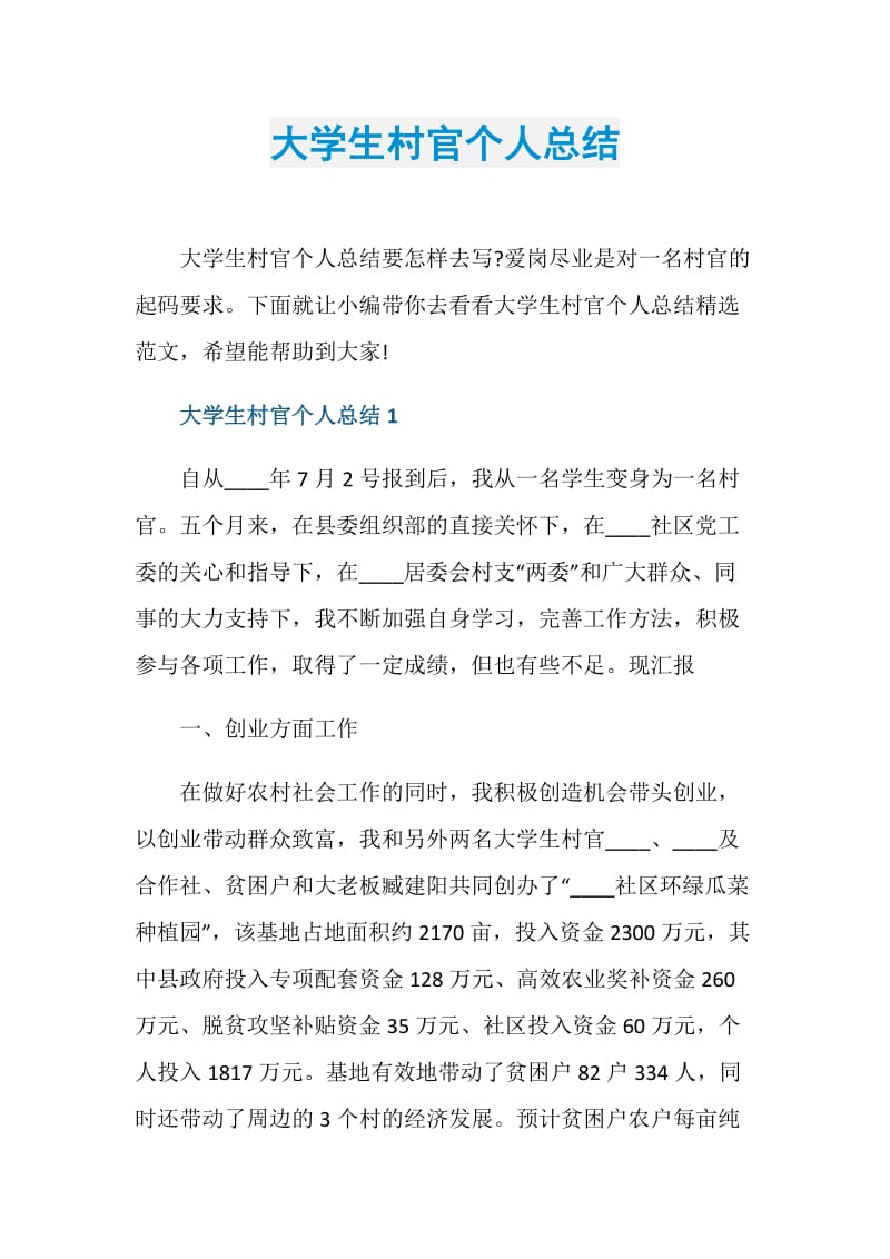 大学生村官个人总结.doc_第1页