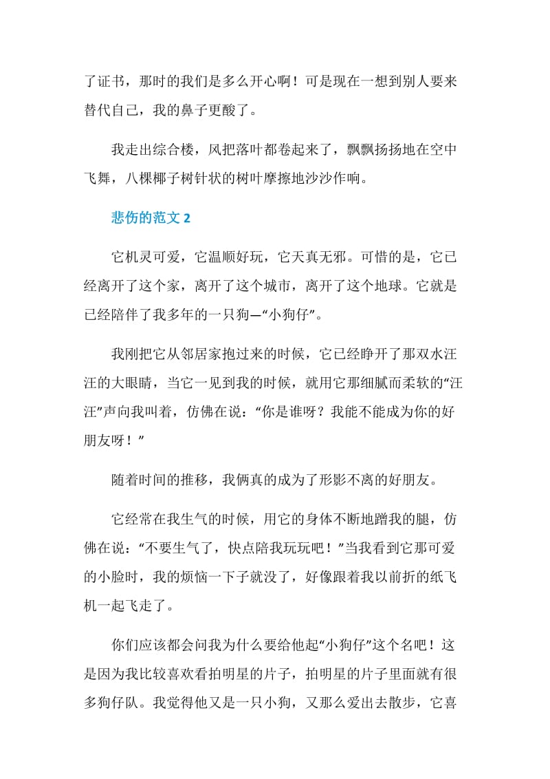 悲伤题目的七年级作文.doc_第2页