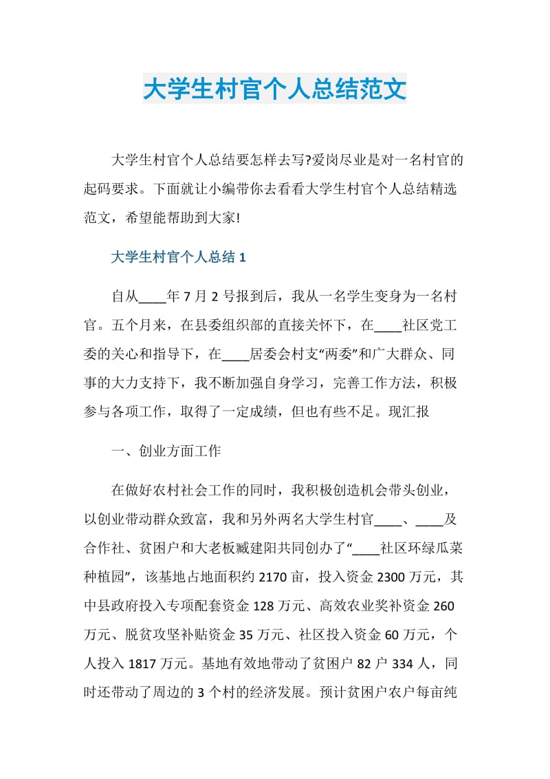 大学生村官个人总结范文.doc_第1页