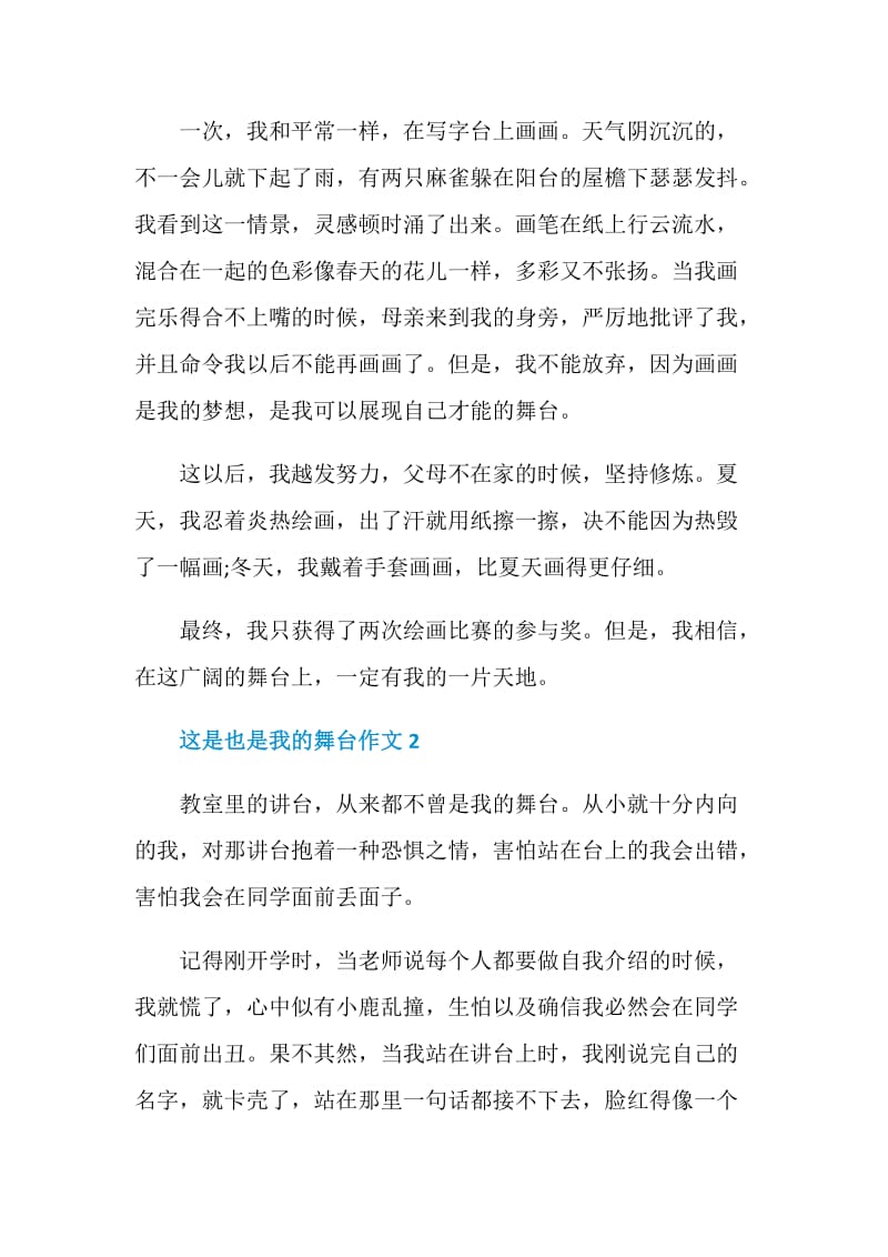 这是也是我的舞台九年级作文600字.doc_第2页