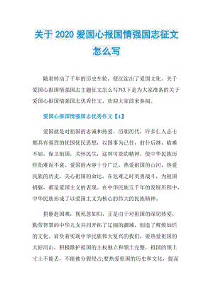 关于2020爱国心报国情强国志征文怎么写.doc