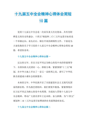 十九届五中全会精神心得体会简短10篇.doc