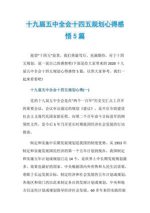 十九届五中全会十四五规划心得感悟5篇.doc