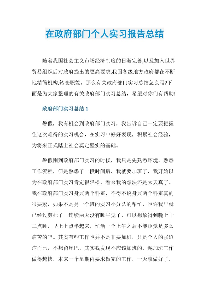 在政府部门个人实习报告总结.doc_第1页