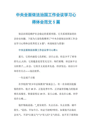 中央全面依法治国工作会议学习心得体会范文5篇.doc