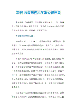 2020两会精神大学生心得体会.doc