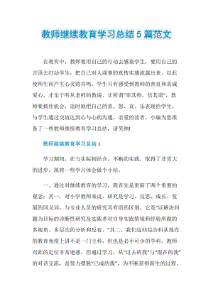 教师继续教育学习总结5篇范文.doc