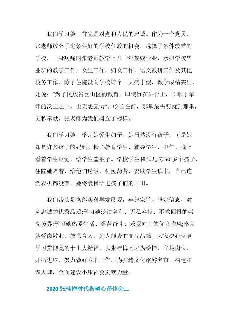 2020张桂梅时代楷模心得体会学习感悟.doc_第3页