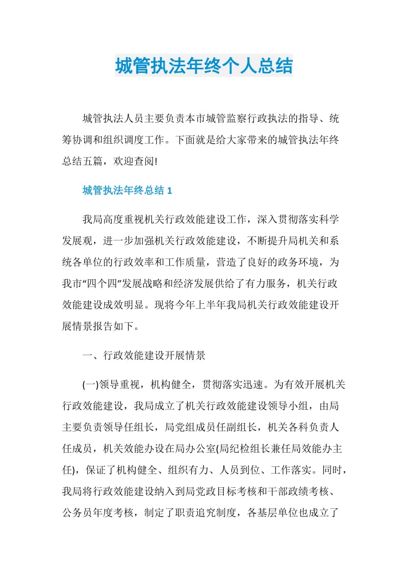 城管执法年终个人总结.doc_第1页