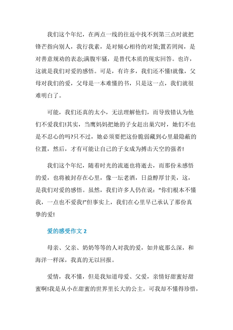 中考满分作文爱的感受.doc_第2页