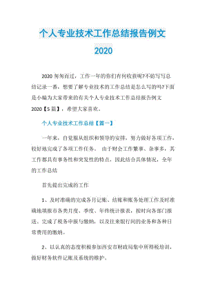 个人专业技术工作总结报告例文2020.doc