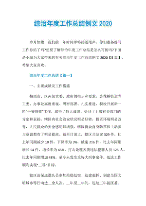 综治年度工作总结例文2020.doc