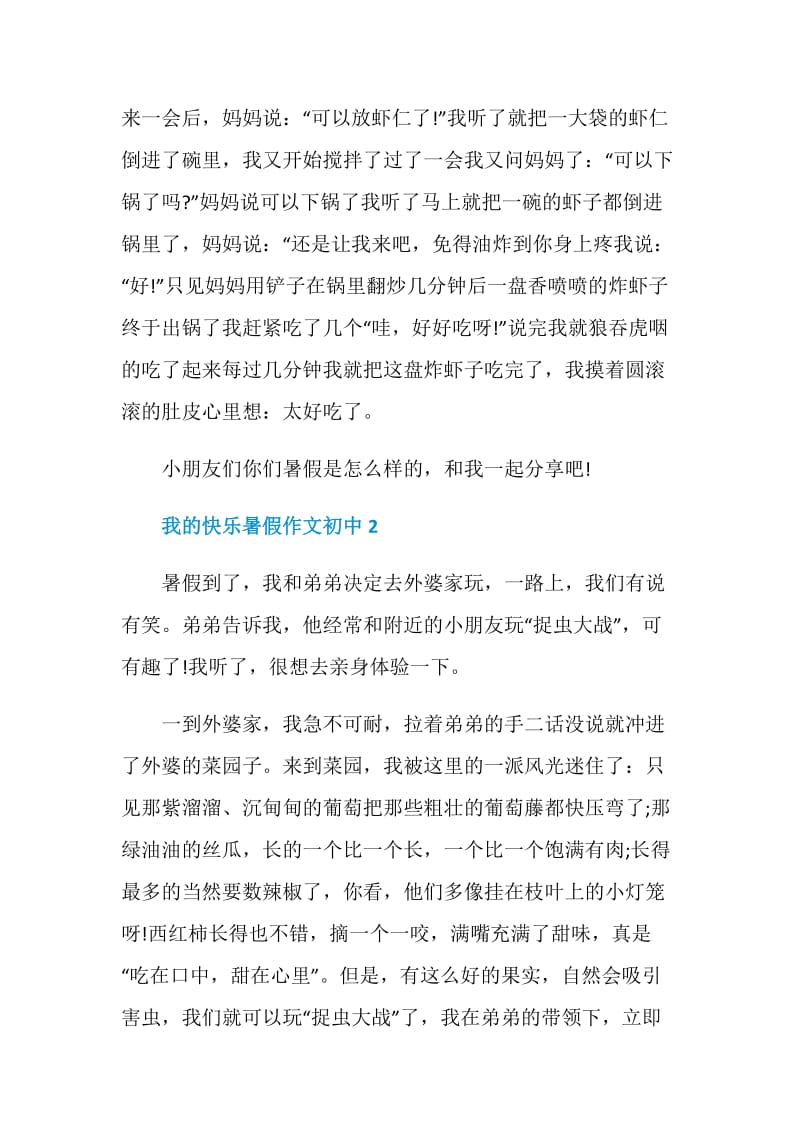 我的快乐暑假作文初中5篇2020.doc_第2页