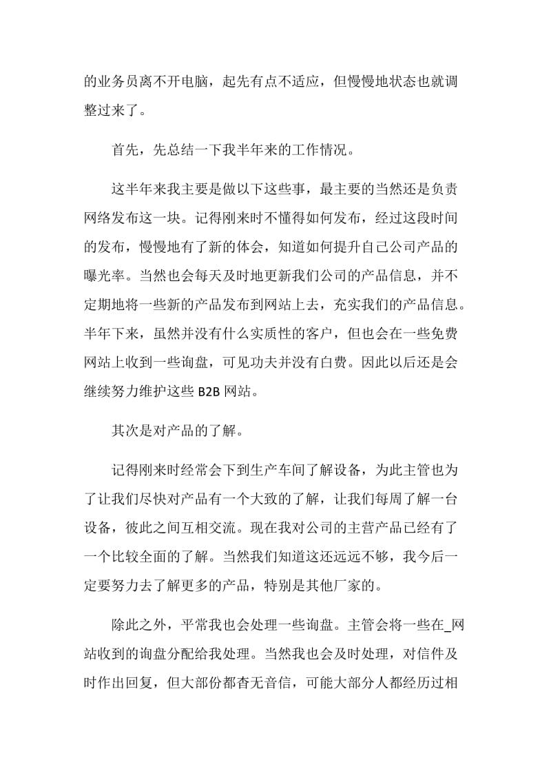 公司市场部门业务员的年终总结与计划.doc_第2页