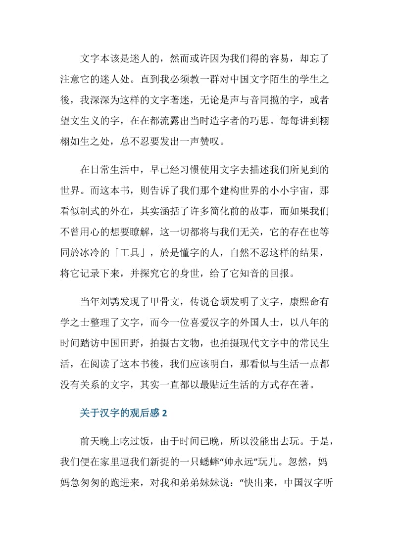 最新的关于汉字的观后感.doc_第2页