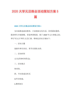 2020大学元旦晚会活动策划方案5篇.doc