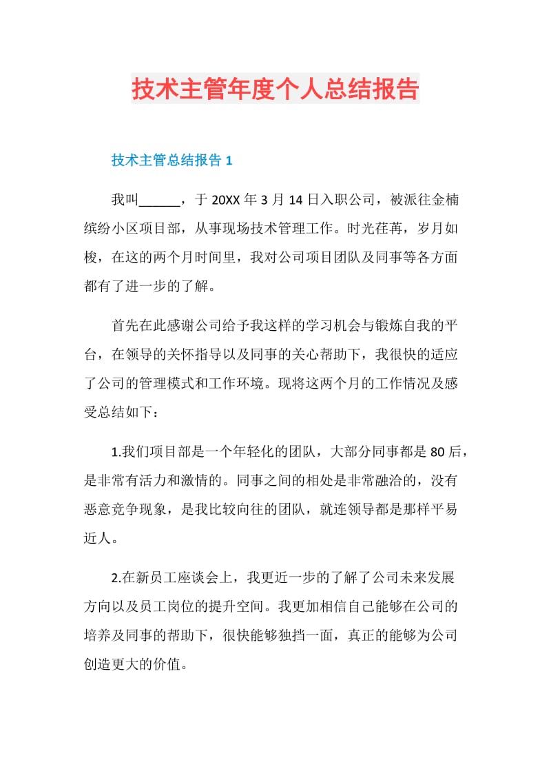 技术主管年度个人总结报告.doc_第1页