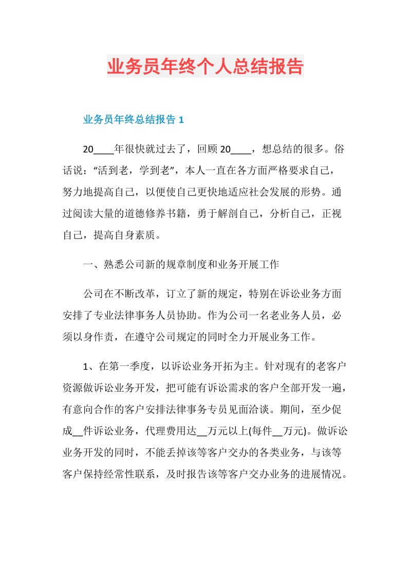 业务员年终个人总结报告.doc_第1页