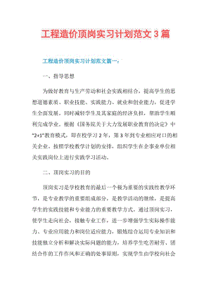 工程造价顶岗实习计划范文3篇.doc