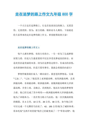 走在追梦的路上作文九年级800字.doc