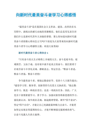 向新时代最美奋斗者学习心得感悟.doc