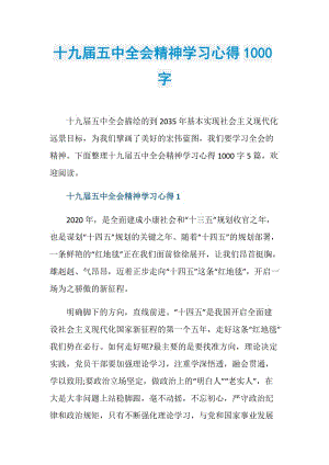 十九届五中全会精神学习心得1000字.doc