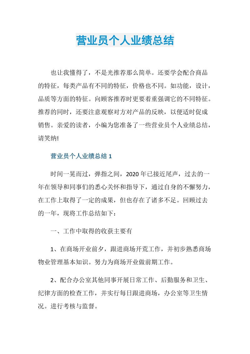 营业员个人业绩总结.doc_第1页