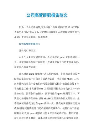 公司高管辞职报告范文.doc