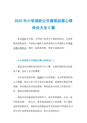 2020中小学消防公开课观后感心得体会大全5篇.doc