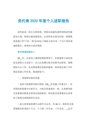 党代表2020年度个人述职报告.doc