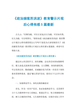 《政治掮客苏洪波》教育警示片观后心得有感5篇最新.doc