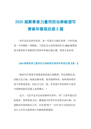 2020凝聚青春力量用担当奉献谱写青春华章观后感5篇.doc