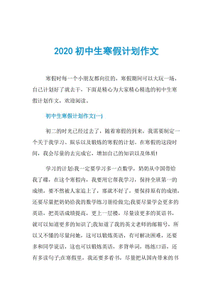 2020初中生寒假计划作文.doc