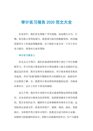 审计实习报告2020范文大全.doc