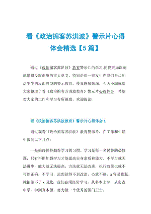 看《政治掮客苏洪波》警示片心得体会精选【5篇】.doc