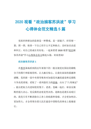 2020观看“政治掮客苏洪波”学习心得体会范文精选5篇.doc