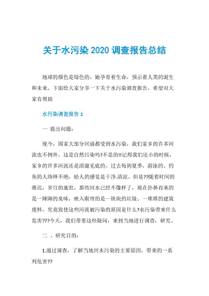 关于水污染2020调查报告总结.doc