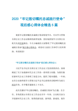 2020“牢记殷切嘱托忠诚践行使命”观后感心得体会精选5篇.doc