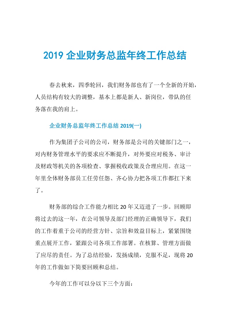 2019企业财务总监年终工作总结.doc_第1页