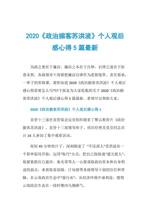 2020《政治掮客苏洪波》个人观后感心得5篇最新.doc