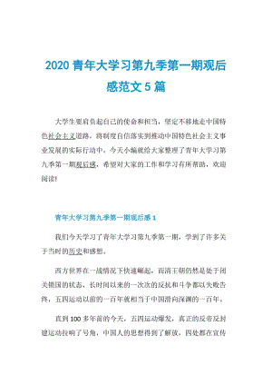 2020青年大学习第九季第一期观后感范文5篇.doc